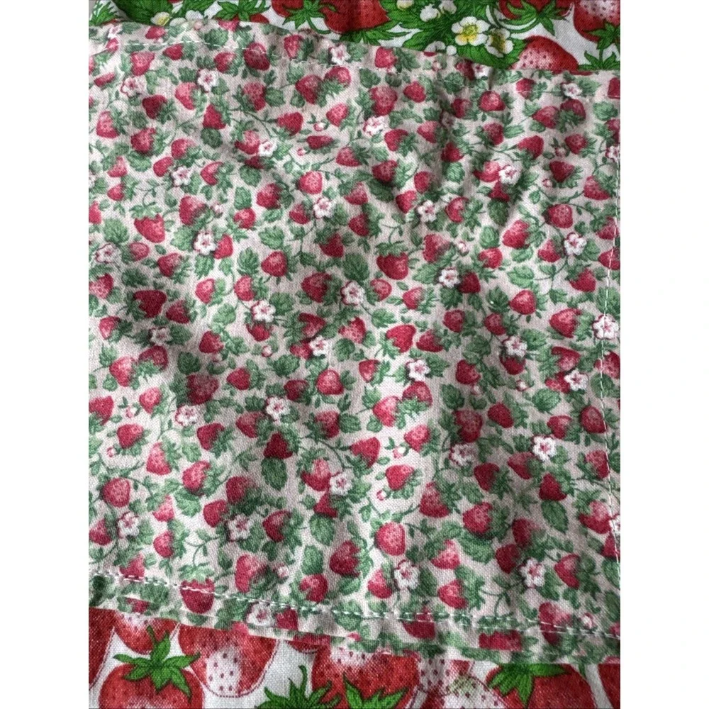 VTG Handmade Strawberry Print‎ Apron Set Halter Neck Reversible Pockets